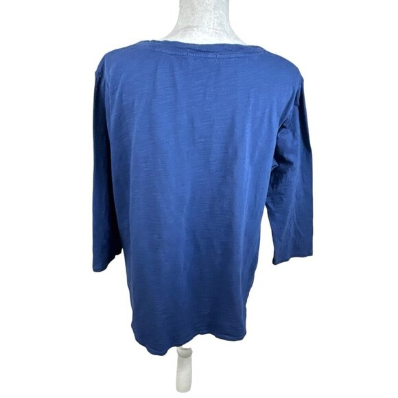 Fresh Produce Women's L Round Neck 3/4 Sleeve Tee Shirt Blue 9351 - Picture 2 of 10